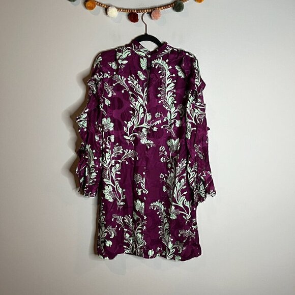 J. Crew Collection purple silk paisley ruffle dress - Picture 5 of 8